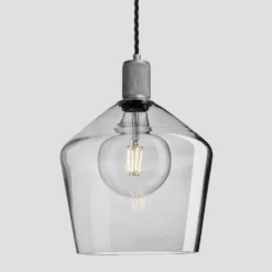 Knurled Tinted Glass Schoolhouse Pendant - 10 Inch - Smoke Grey