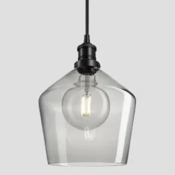 Brooklyn Tinted Glass Schoolhouse Pendant - 10 Inch - Smoke Grey 15 Brooklyn Tinted Glass Schoolhouse Pendant - 10 Inch - Smoke Grey -Industville Shop 10 Inch Pendant TintedGlassSmokeGrey Industville Lighting Schoolhouse BlackHolder Brooklyn BR TGL SHP10 SG BKH w