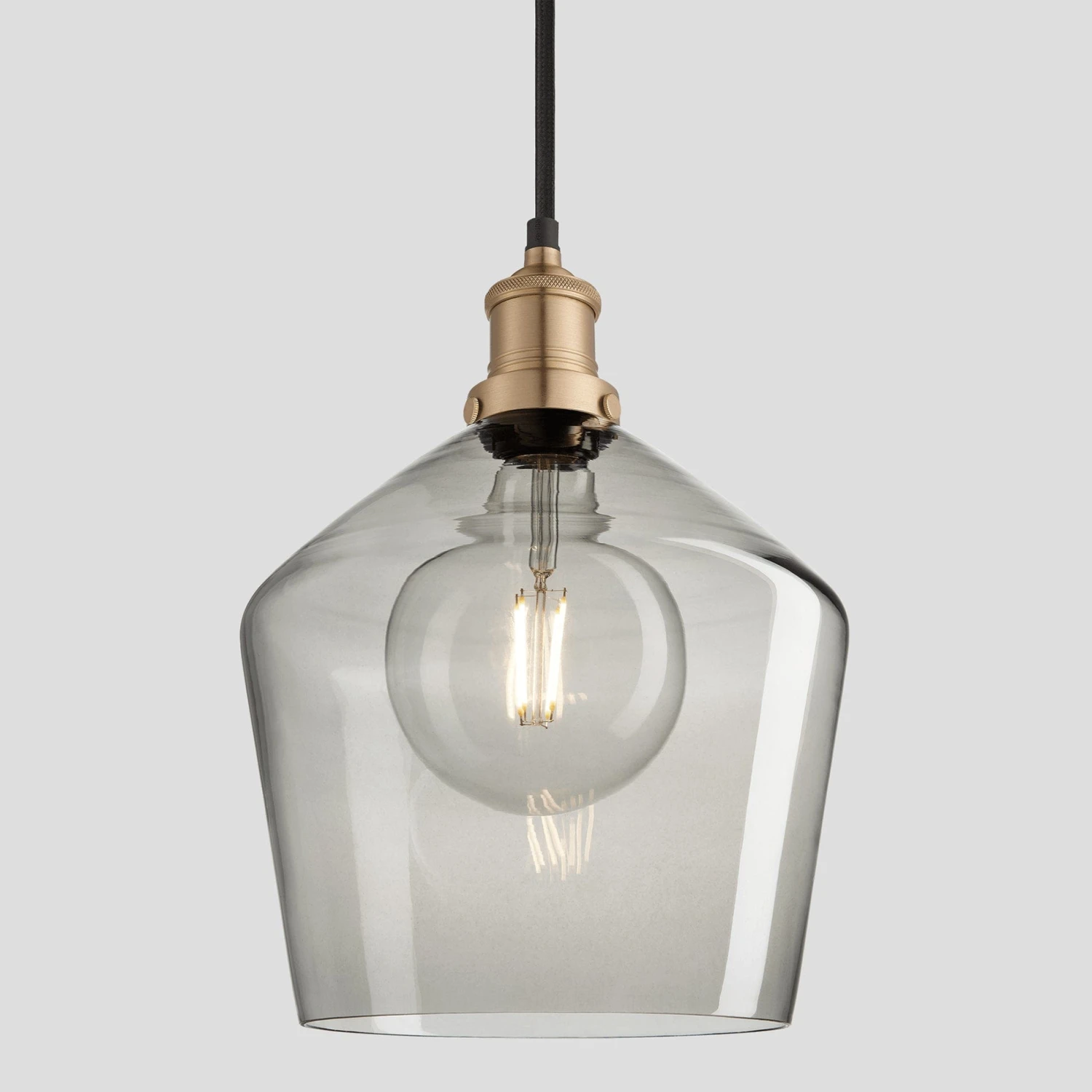 Brooklyn Tinted Glass Schoolhouse Pendant - 10 Inch - Smoke Grey 1 Brooklyn Tinted Glass Schoolhouse Pendant - 10 Inch - Smoke Grey