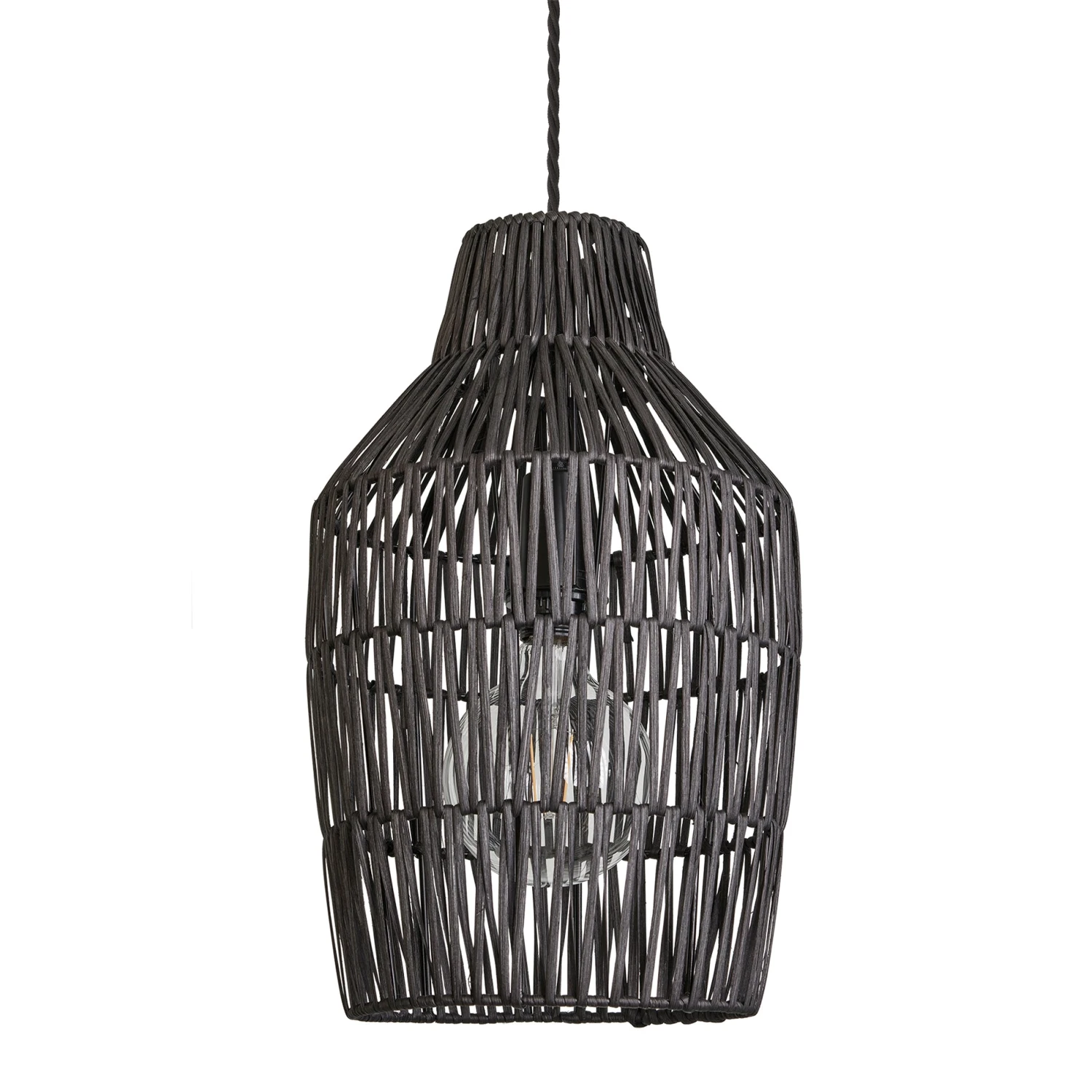Boho Rattan Ceiling Pendant Light - 11 Inch - Vase - Black 2 Boho Rattan Ceiling Pendant Light - 11 Inch - Vase - Black - Image 2