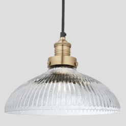 Brooklyn Glass Dome Pendant Light - 12 Inch -Industville Shop 12 Inch Pendant Glass Industville Lighting Dome BrassHolder Brooklyn BR GLDP12 BH