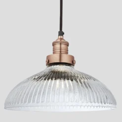 Brooklyn Glass Dome Pendant Light - 12 Inch -Industville Shop 12 Inch Pendant Glass Industville Lighting Dome CopperHolder Brooklyn BR GLDP12 CH