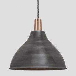 Sleek Cone Pendant - 12 Inch - Pewter 6 Sleek Cone Pendant - 12 Inch - Pewter -Industville Shop 12 Inch Pendant Pewter Industville Lighting Cone CopperHolder Sleek SL CP12 P CH