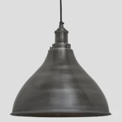 Brooklyn Cone Pendant - 12 Inch - Pewter -Industville Shop 12 Inch Pendant Pewter Industville Lighting Cone PewterHolder Brooklyn BR CP12 P PH