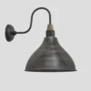 Swan Neck Cone Wall Light - 12 Inch - Pewter
