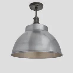 Brooklyn Dome Flush Mount - 13 Inch - Light Pewter -Industville Shop 13 Inch FlushMount LightPewter Industville Lighting Dome PewterHolder Brooklyn BR DFM13 LP PH
