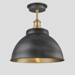 Brooklyn Outdoor & Bathroom Dome Flush Mount - 13 Inch - Pewter & Brass - Pre-order - Expected W/c 13th Of May