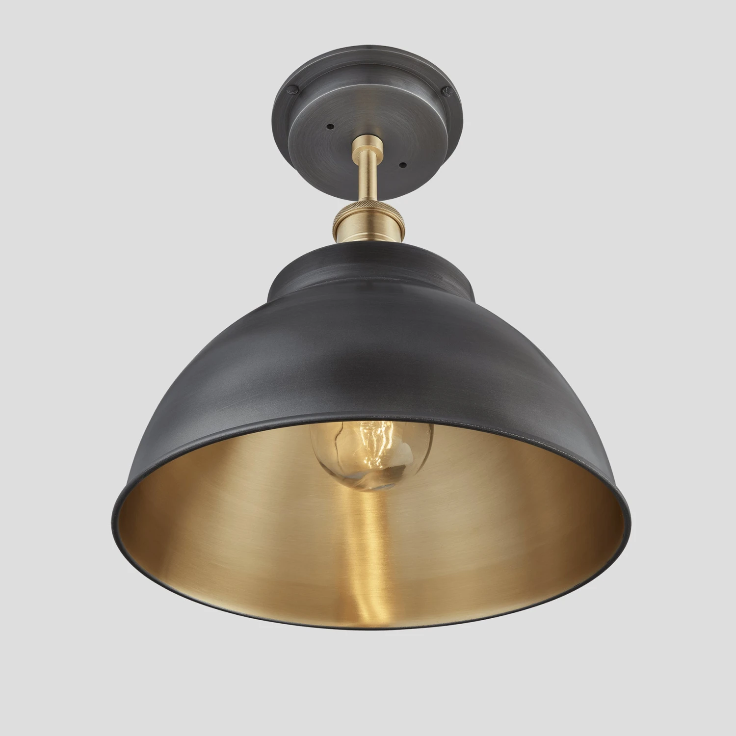 Brooklyn Outdoor & Bathroom Dome Flush Mount - 13 Inch - Pewter & Brass - Pre-order - Expected W/c 13th Of May 2 Brooklyn Outdoor & Bathroom Dome Flush Mount - 13 Inch - Pewter & Brass - Pre-order - Expected W/c 13th Of May - Image 2