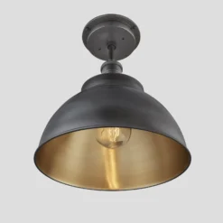 Brooklyn Outdoor & Bathroom Dome Flush Mount - 13 Inch - Pewter & Brass - Pre-order - Expected W/c 13th Of May 8 Brooklyn Outdoor & Bathroom Dome Flush Mount - 13 Inch - Pewter & Brass - Pre-order - Expected W/c 13th Of May -Industville Shop 13 Inch FlushMount Pewter Brass Industville Lighting Dome PewterHolder GlobeGlass Brooklyn IP65 BR IP65 DFM13 BP PH GLG Lit
