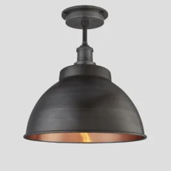 Brooklyn Outdoor & Bathroom Dome Flush Mount - 13 Inch - Pewter & Copper