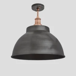 Brooklyn Dome Flush Mount - 13 Inch - Pewter -Industville Shop 13 Inch FlushMount Pewter Industville Lighting Dome CopperHolder Brooklyn BR DFM13 P CH