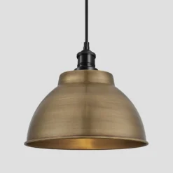 Brooklyn Dome Pendant - 13 Inch - Brass -Industville Shop 13 Inch Pendant Brass Industville Lighting Dome BlackHolder Brooklyn BR DP13 B BKH w