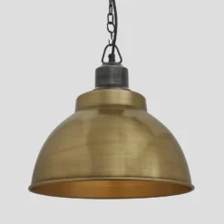 Brooklyn Dome Pendant - 13 Inch - Brass -Industville Shop 13 Inch Pendant Brass Industville Lighting Dome PewterChainHolder Brooklyn BR DP13 B PCN