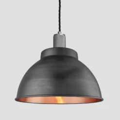 Knurled Dome Pendant - 13 Inch - Pewter & Copper