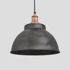 Brooklyn Dome Pendant - 13 Inch - Pewter -Industville Shop 13 Inch Pendant Pewter Industville Lighting Dome Copper Holder Brooklyn BR DP13 P CH