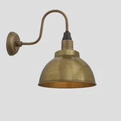 Swan Neck Dome Wall Light - 13 Inch - Brass