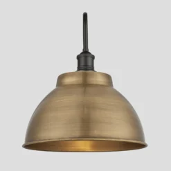 Swan Neck Outdoor & Bathroom Dome Wall Light - 13 Inch - Brass -Industville Shop 13 Inch WallLight Brass Industville Lighting Dome PewterHolder GlobeGlass SwanNeck IP65 SN IP65 DWL13 B PH GLG