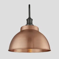 Swan Neck Outdoor & Bathroom Dome Wall Light - 13 Inch - Copper -Industville Shop 13 Inch WallLight Copper Industville Lighting Dome PewterHolder GlobeGlass SwanNeck IP65 SN IP65 DWL13 C PH GLG
