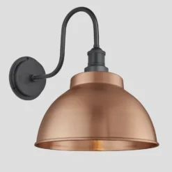Swan Neck Outdoor & Bathroom Dome Wall Light - 13 Inch - Copper -Industville Shop 13 Inch WallLight Copper Industville Lighting Dome PewterHolder SwanNeck IP65 SN IP65 DWL13 C PH