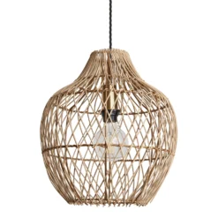 Coastal Rattan Ceiling Pendant Light - 14 Inch - Pear - Natural - Pre-order - Expected W/c 15th Of July -Industville Shop 14 Inch Pendant Natural Industville Lighting Pear Coastal CO RA PP14 N Unlit
