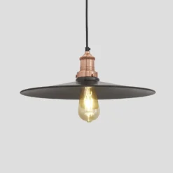 Brooklyn Flat Pendant - 15 Inch - Pewter -Industville Shop 15 Inch Pendant Pewter Industville Lighting Flat CopperHolder Brooklyn BR FP15 P CH