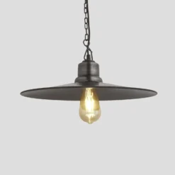 Brooklyn Flat Pendant - 15 Inch - Pewter -Industville Shop 15 Inch Pendant Pewter Industville Lighting Flat PewterChainHolder Brooklyn BR FP15 P PCN