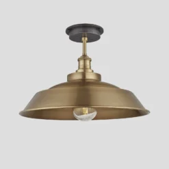 Brooklyn Outdoor & Bathroom Step Flush Mount - 16 Inch - Brass -Industville Shop 16 Inch FlushMount Brass Industville Lighting Step BrassHolder Brooklyn IP65 BR IP65 SFM16 B BH