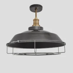 Brooklyn Step Flush Mount - 16 Inch - Pewter 11 Brooklyn Step Flush Mount - 16 Inch - Pewter -Industville Shop 16 Inch FlushMount Pewter Industville Lighting Step BrassHolder Cage Brooklyn BR SFM16 P BH CG