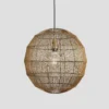 Handcrafted Wire Cage Pendant Light - 16 Inch - Globe - Brass
