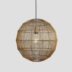 Handcrafted Wire Cage Pendant Light - 16 Inch - Globe - Brass
