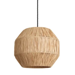 Raffia Ceiling Pendant Light - 16 Inch - Globe - Natural -Industville Shop 16 Inch Pendant Natural Industville Lighting Globe Raffia RA GLP16 N Unlit