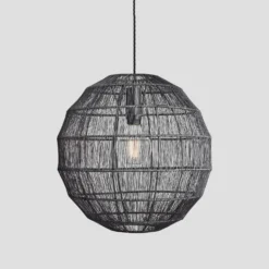 Handcrafted Wire Cage Pendant Light - 16 Inch - Globe - Pewter