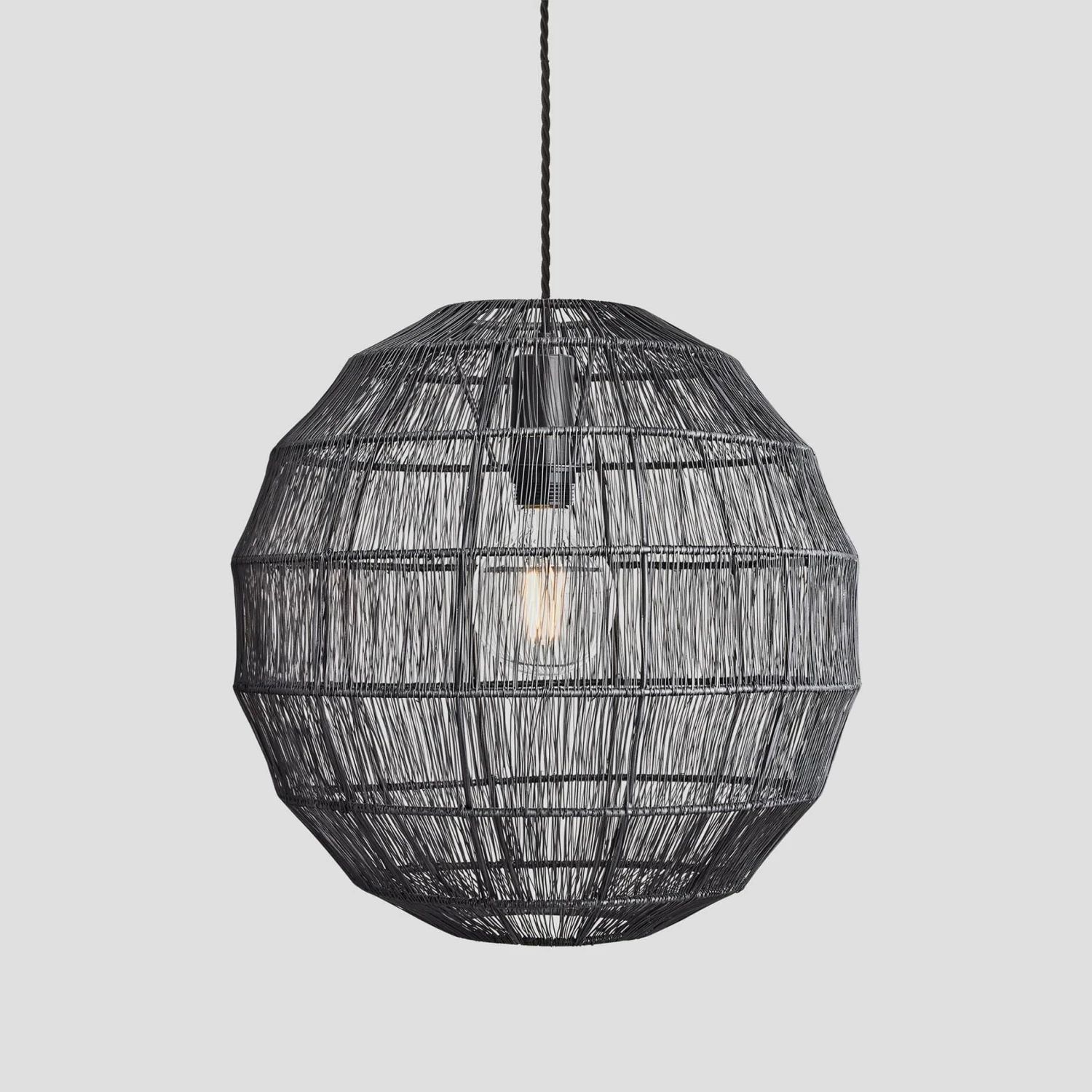 Handcrafted Wire Cage Pendant Light - 16 Inch - Globe - Pewter 1 Handcrafted Wire Cage Pendant Light - 16 Inch - Globe - Pewter