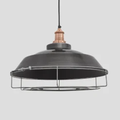 Brooklyn Step Pendant - 16 Inch - Pewter 18 Brooklyn Step Pendant - 16 Inch - Pewter -Industville Shop 16 Inch Pendant Pewter Industville Lighting Step CopperHolder Cage Brooklyn BR SP16 P CH CG