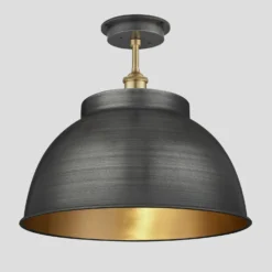 Brooklyn Outdoor & Bathroom Dome Flush Mount - 17 Inch - Pewter & Brass - Pre-order - Expected W/c 13th Of May