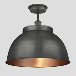 Brooklyn Outdoor & Bathroom Dome Flush Mount - 17 Inch - Pewter & Copper