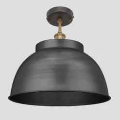 Brooklyn Dome Flush Mount - 17 Inch - Pewter 5 Brooklyn Dome Flush Mount - 17 Inch - Pewter -Industville Shop 17 Inch FlushMount Pewter Industville Lighting Dome BrassHolder Brooklyn BR DFM17 P BH