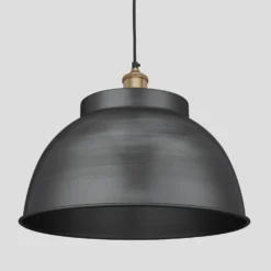 Brooklyn Dome Pendant - 17 Inch - Pewter -Industville Shop 17 Inch Pendant Pewter Industville Lighting Dome BrassHolder Brooklyn BR DP17 P BH