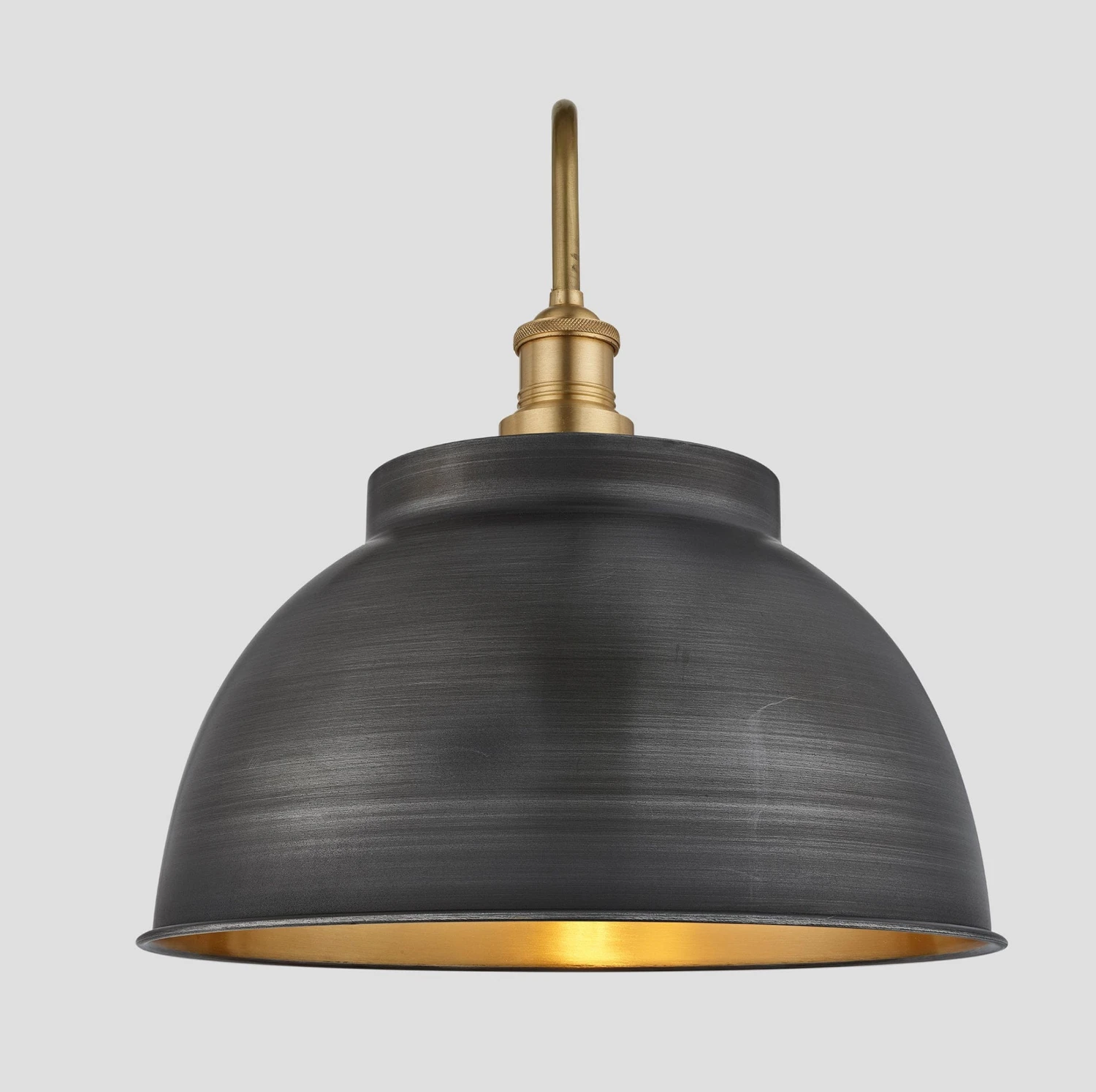 Swan Neck Outdoor & Bathroom Dome Wall Light - 17 Inch - Pewter & Brass - Pre-order - Expected W/c 13th Of May 2 Swan Neck Outdoor & Bathroom Dome Wall Light - 17 Inch - Pewter & Brass - Pre-order - Expected W/c 13th Of May - Image 2