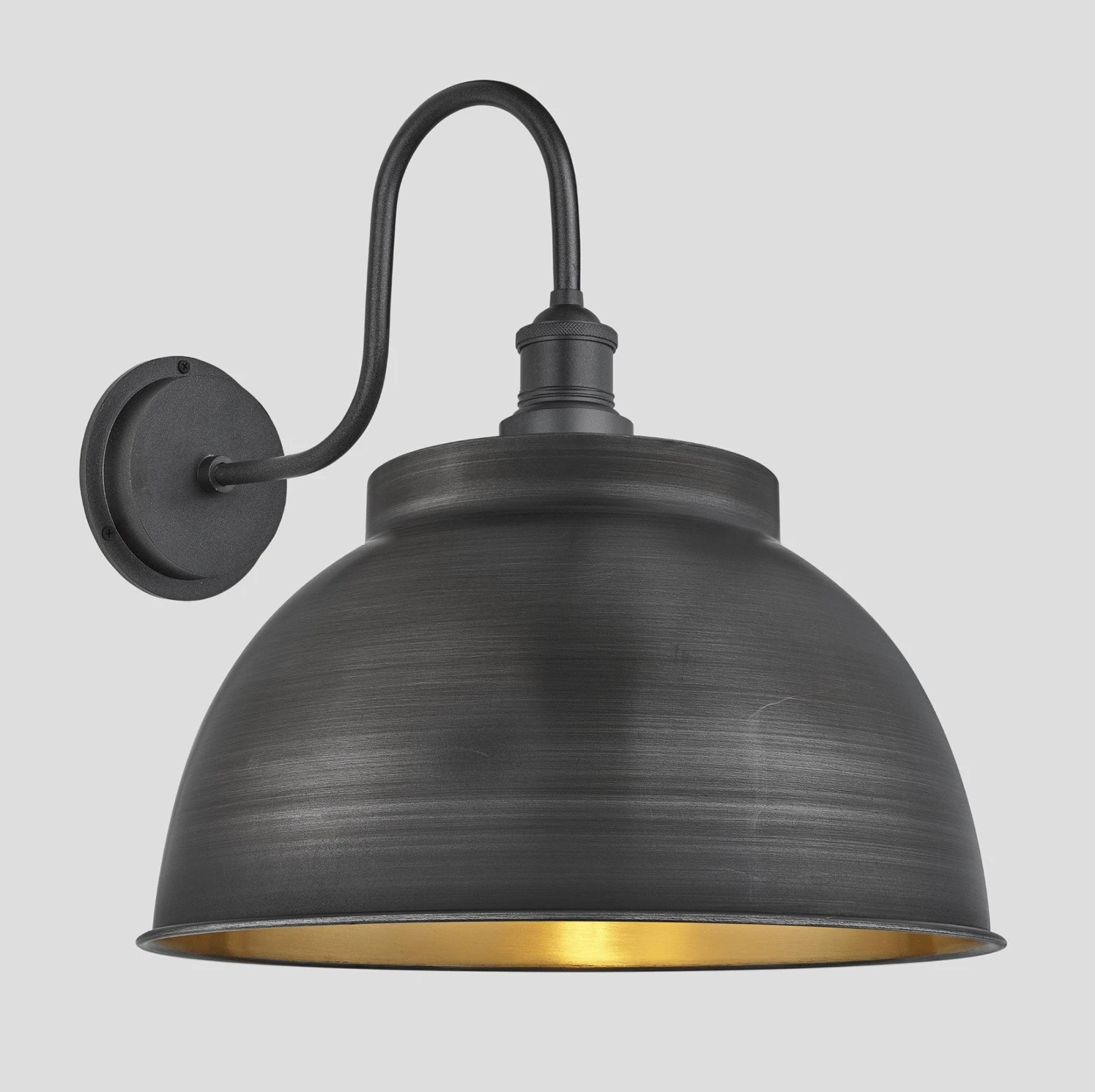 Swan Neck Outdoor & Bathroom Dome Wall Light - 17 Inch - Pewter & Brass - Pre-order - Expected W/c 13th Of May 3 Swan Neck Outdoor & Bathroom Dome Wall Light - 17 Inch - Pewter & Brass - Pre-order - Expected W/c 13th Of May - Image 3