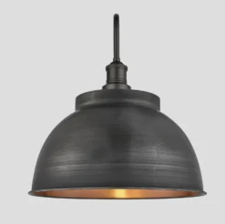 Swan Neck Outdoor & Bathroom Dome Wall Light - 17 Inch - Pewter & Copper -Industville Shop 17 Inch WallLight Pewter Copper Industville Lighting Dome PewterHolder GlobeGlass SwanNeck IP65 SN IP65 DWL17 CP PH GLG