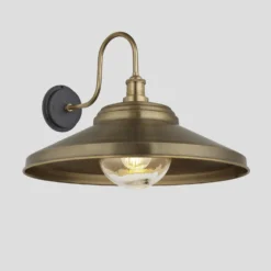 Swan Neck Outdoor & Bathroom Giant Step Wall Light - 18 Inch - Brass