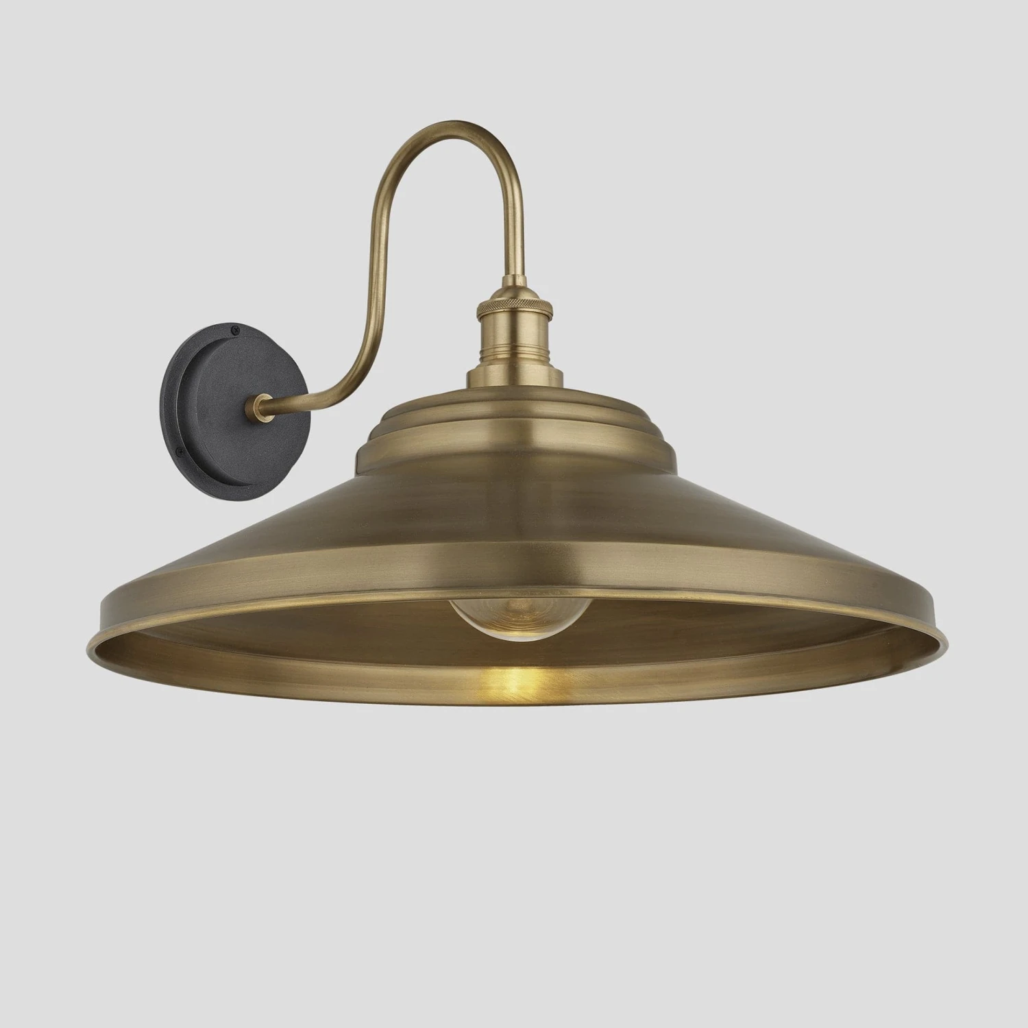 Swan Neck Outdoor & Bathroom Giant Step Wall Light - 18 Inch - Brass 2 Swan Neck Outdoor & Bathroom Giant Step Wall Light - 18 Inch - Brass - Image 2