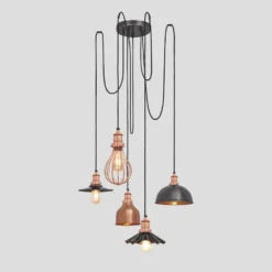 Brooklyn 5 Wire Pendant - Copper - Includes Shades