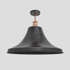 Brooklyn Giant Bell Flush Mount - 20 Inch - Pewter -Industville Shop 20 Inch FlushMount Pewter Industville Lighting Bell CopperHolder Brooklyn BR GBLFM20 P CH