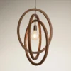 Wooden Geometric Ceiling Pendant Light - 20 Inch - Oval - Natural