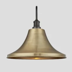 Swan Neck Outdoor & Bathroom Giant Bell Wall Light - 20 Inch – Brass -Industville Shop 20 Inch WallLight Brass Industville Lighting Bell PewterHolder GlobeGlass SwanNeck IP65 SN IP65 GBLWL20 B PH GLG