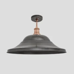 Brooklyn Giant Hat Flush Mount - 21 Inch - Pewter 7 Brooklyn Giant Hat Flush Mount - 21 Inch - Pewter -Industville Shop 21 Inch FlushMount Pewter Industville Lighting Hat CopperHolder Brooklyn BR GHFM21 P CH