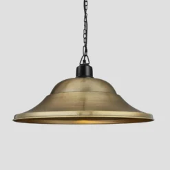 Brooklyn Giant Hat Pendant - 21 Inch - Brass -Industville Shop 21 Inch Pendant Brass Industville Lighting Hat BlackChainHolder Brooklyn BR GHP21 B BKCN w