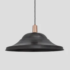 Sleek Giant Hat Pendant - 21 Inch - Pewter -Industville Shop 21 Inch Pendant Pewter Industville Lighting Hat CopperHolder Sleek SL GHP21 P CH